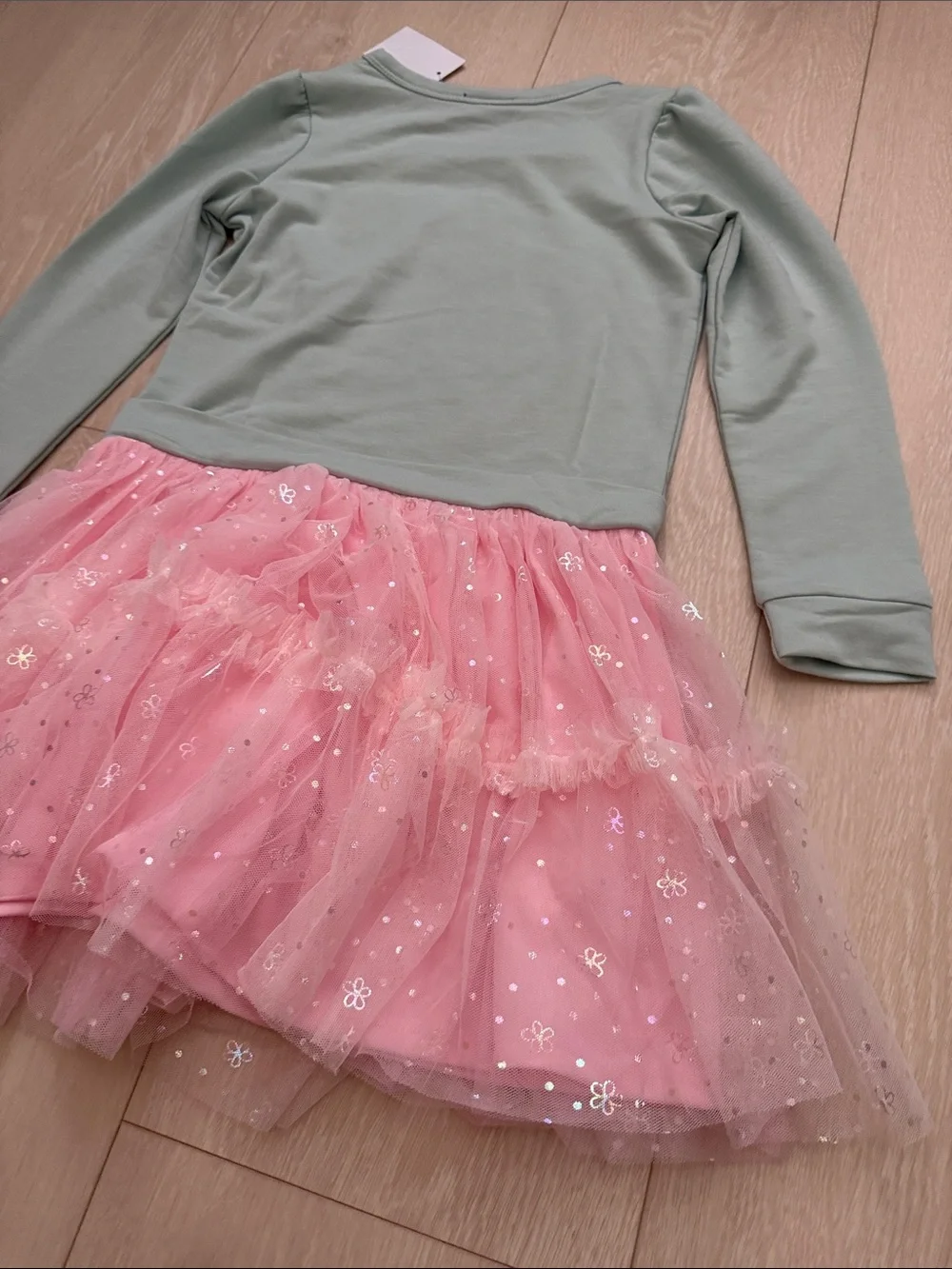 Zunie Girls Mint Green Top with Pink Tulle Dress